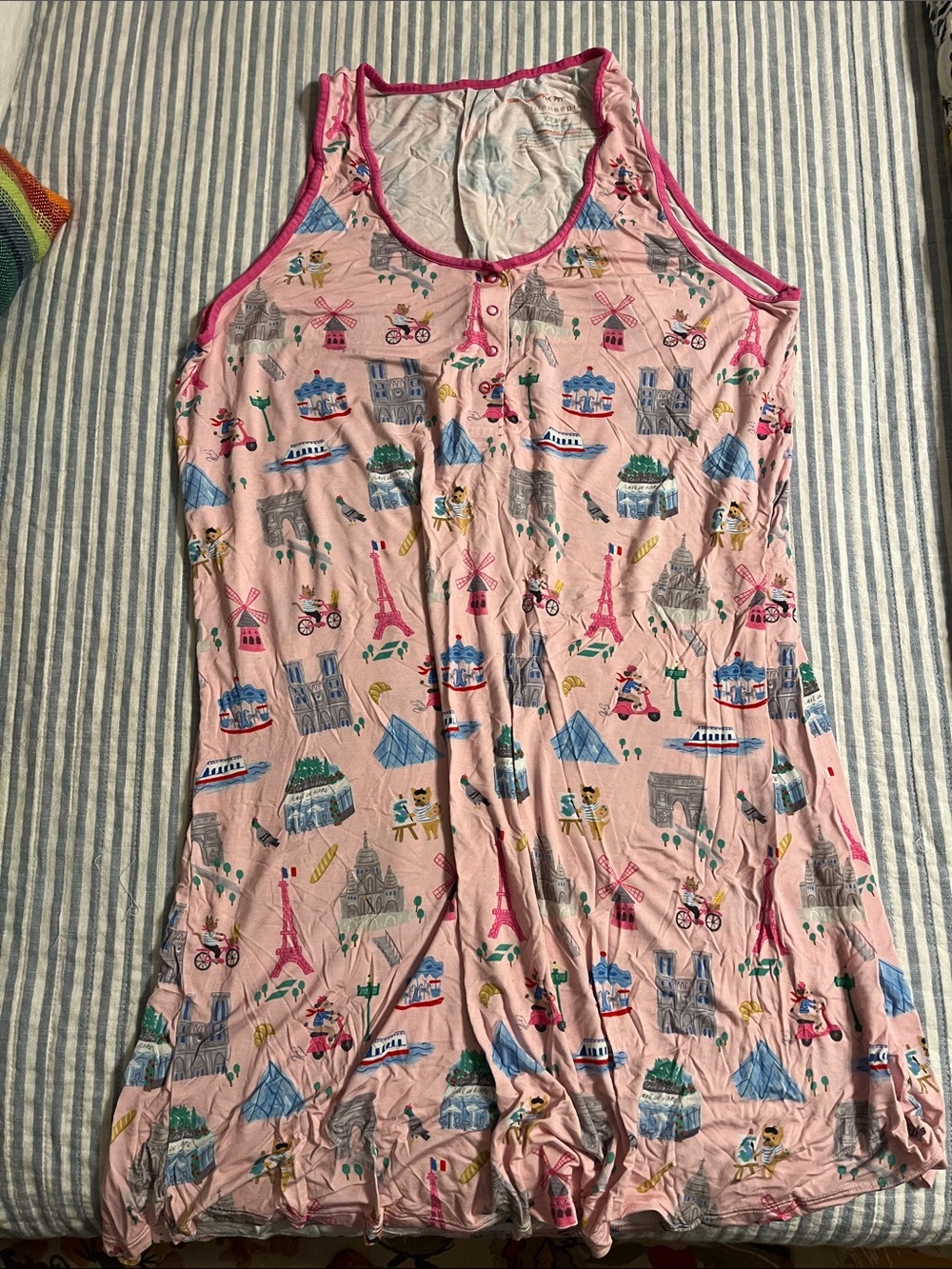 Little Sleepies Parisian Pups nightgown with Pink Trim and Pastel Accents